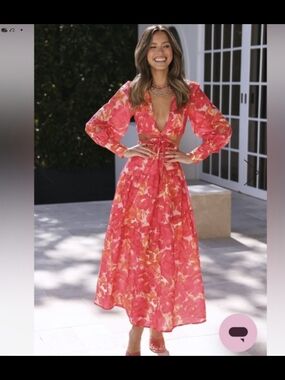 Hello Molly Fuchsia Floral‎ Tie-Waist Maxi Dress